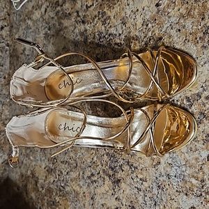 Gold Strappy Heels